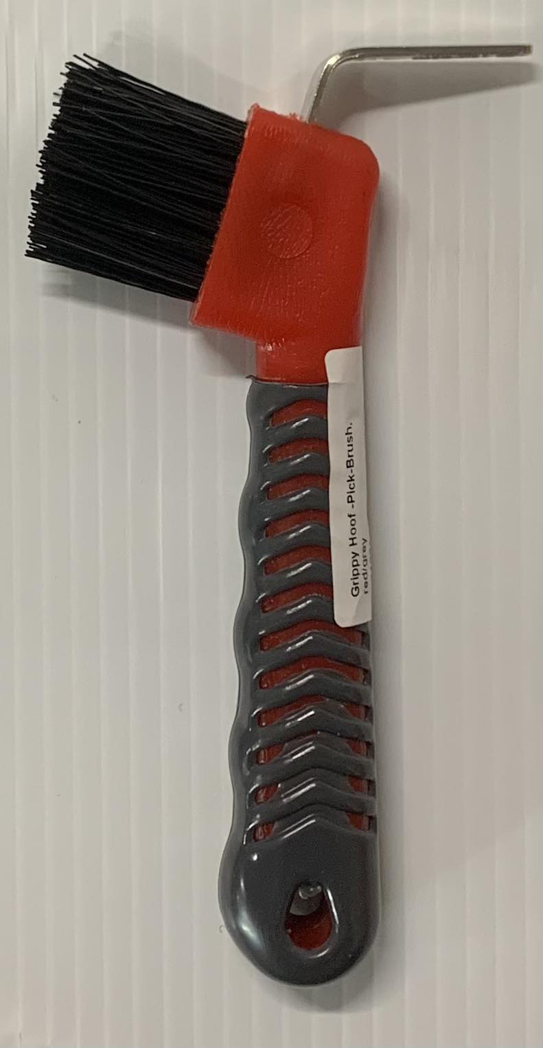 Grippy Hoof Pick Brush Red/Grey