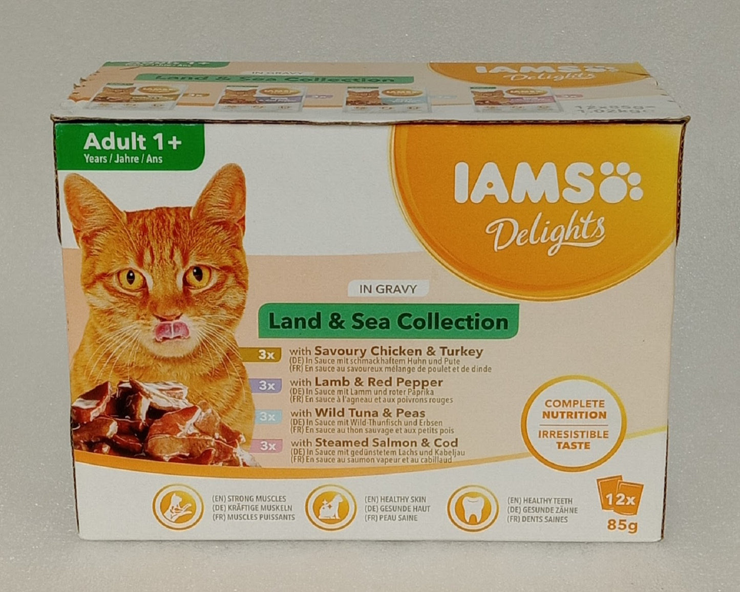 Iams Cat Delight Land & Sea In Gravy 12Pk 85g