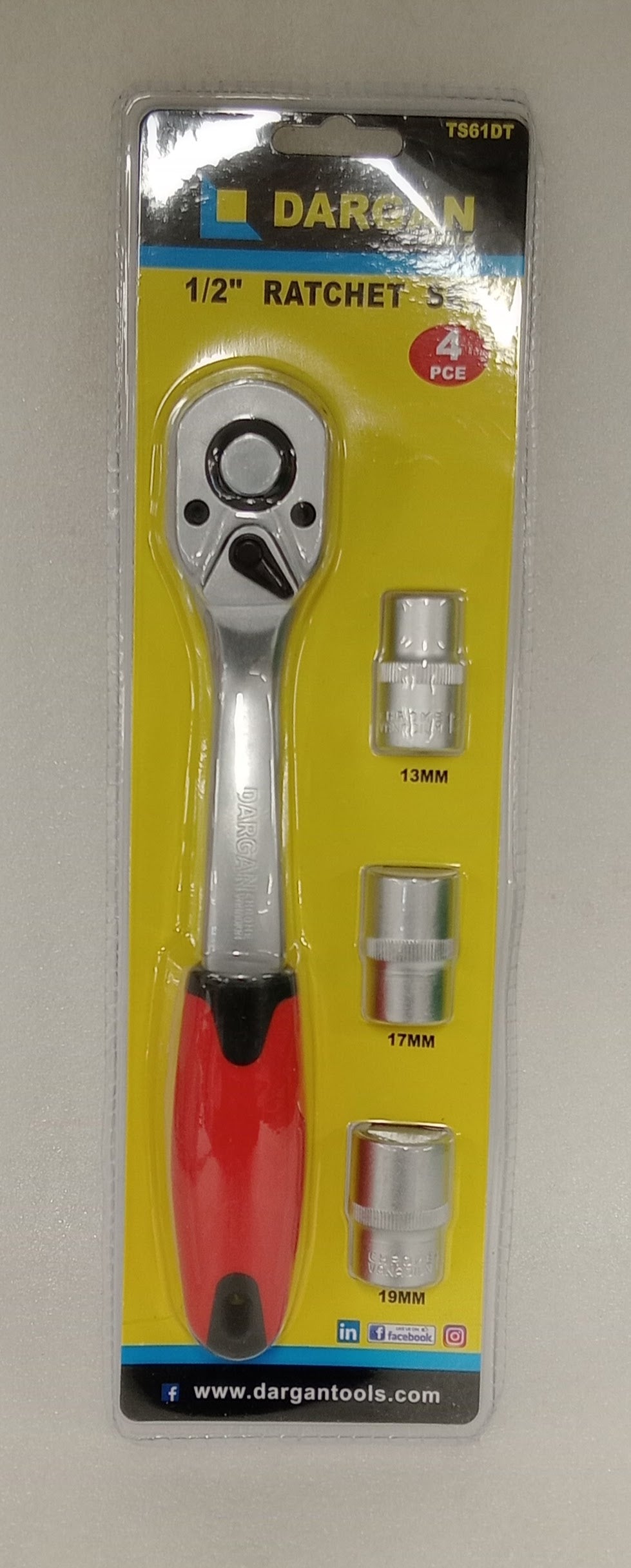 Ratchet And Socket 4 pc Set 13mm-17mm-19mm