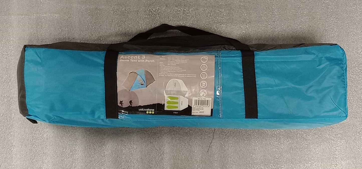 Ascent 3 dome tent with porch (3 person) Blue
