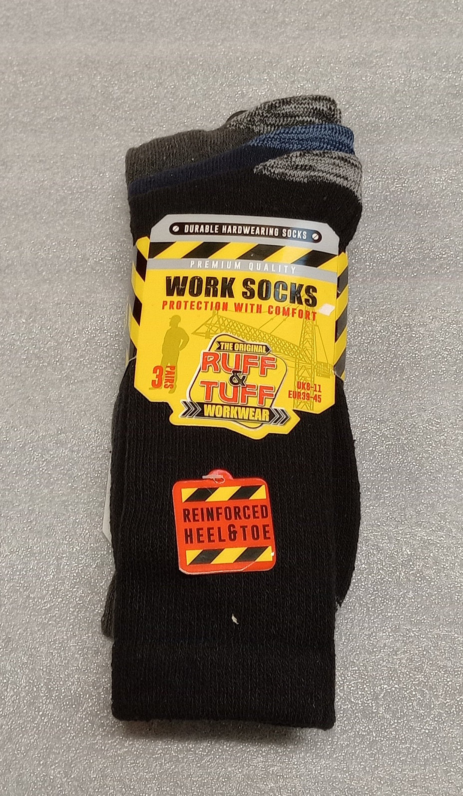 Reinforced Heel & Toe Work Socks 3PK