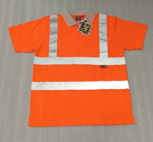 Hi Viz Polo Shirt Fluro Orange Size Large