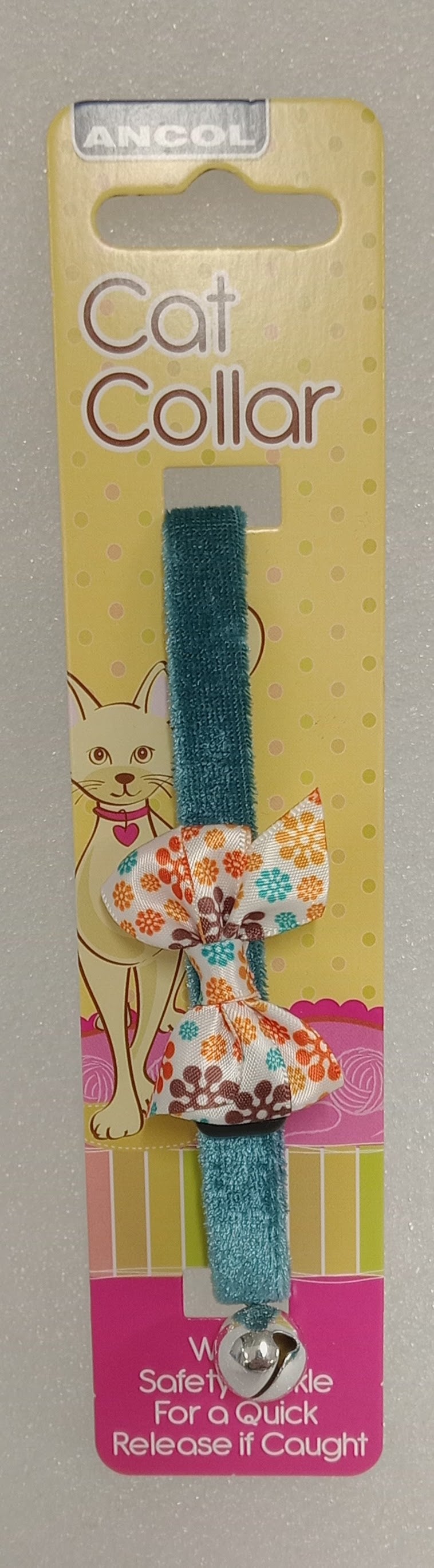 Vintage Bow Cat Collar Teal