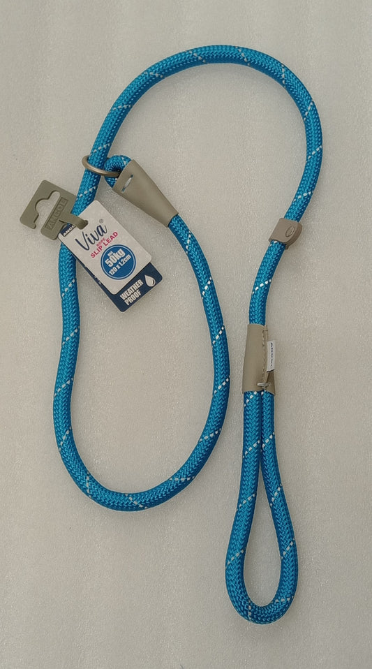 Reflective Rope Slip Lead  Blue 12mm x 12M