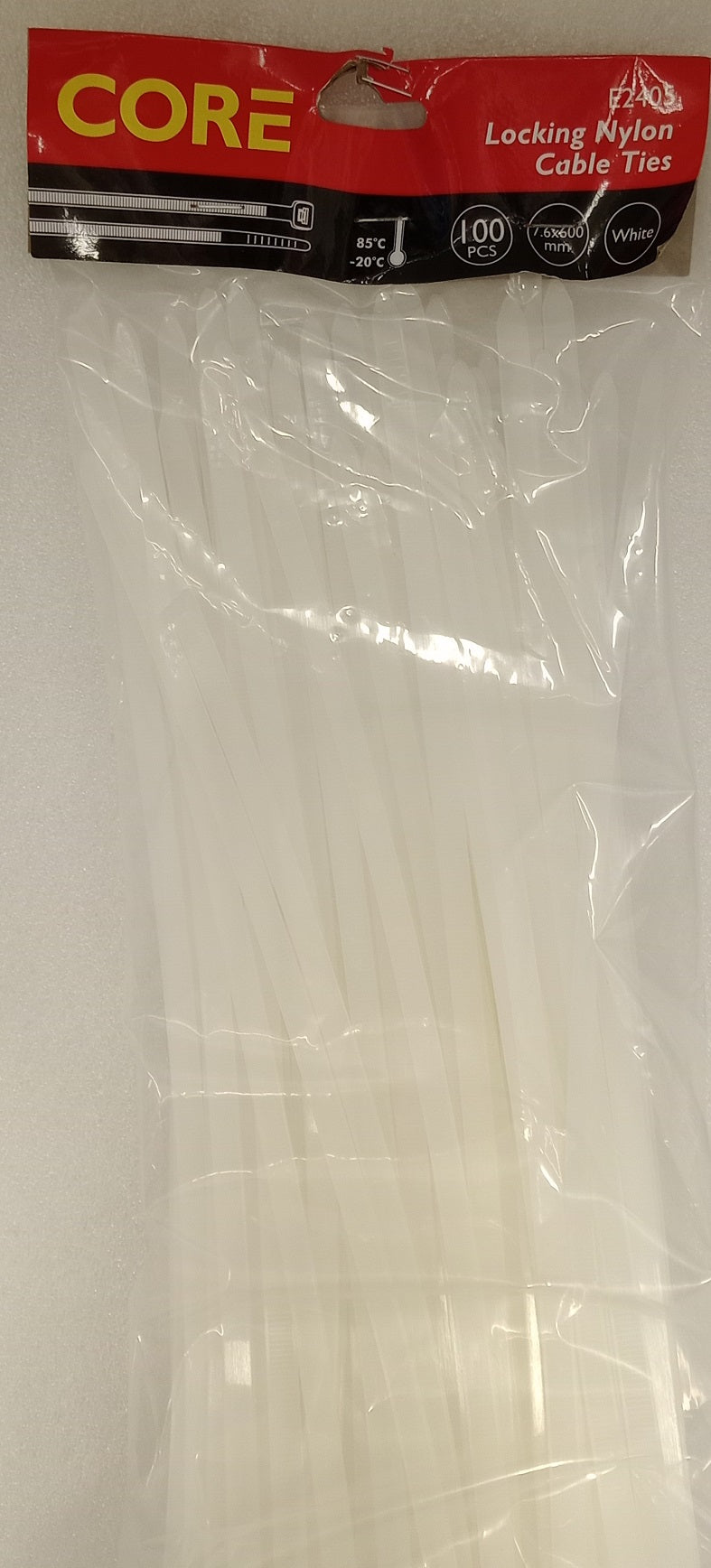 Core Cable Ties 600x7.6mm White