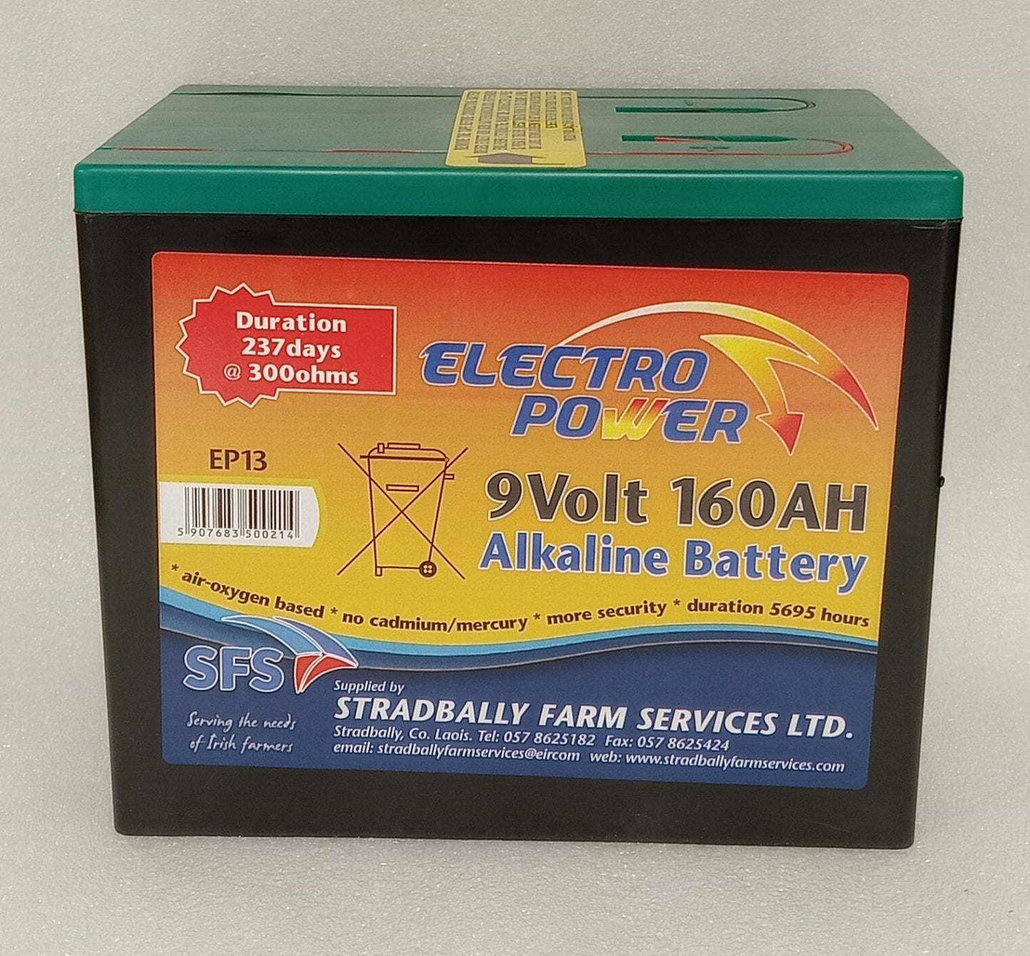 9v 160 Amp/hr Air Alkaline Battery