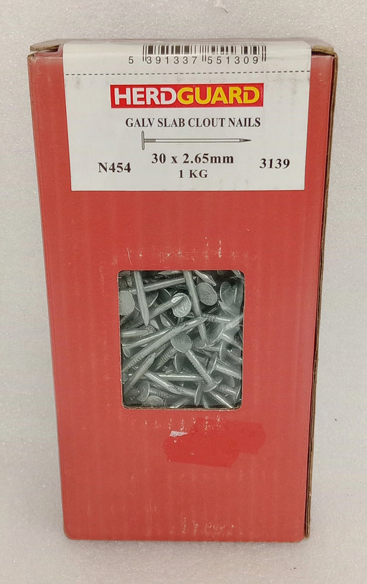 Galvanised Slab 1.25in (30mm) Clout Nail 1kg