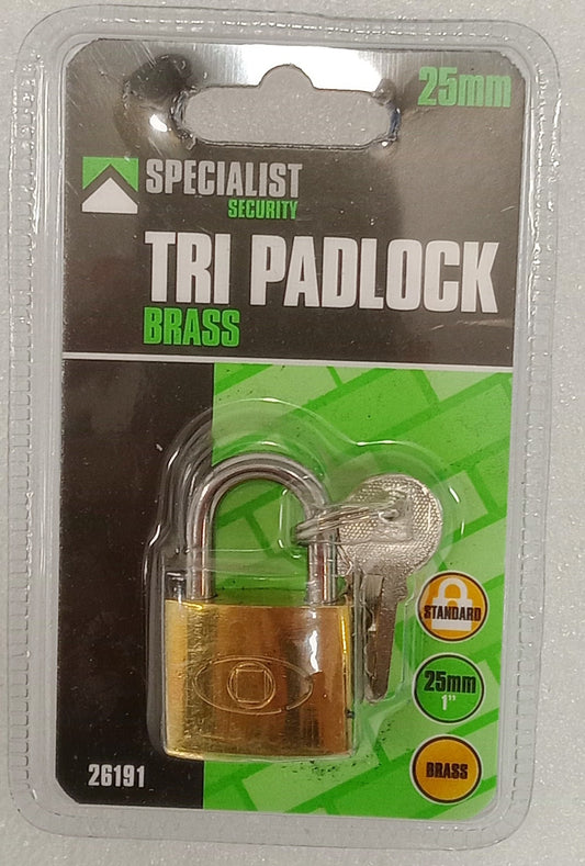 Specialist Security TRI Padlock Brass 25mm