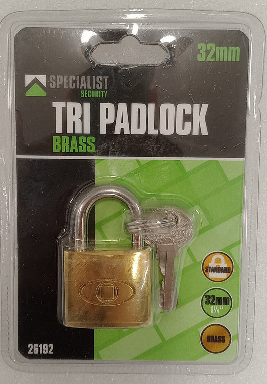 Specialist Security TRI Padlock Brass 32mm
