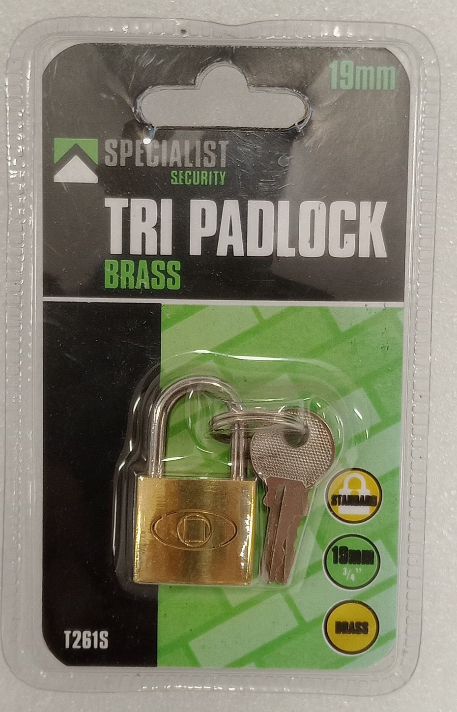 Specialist Security TRI Padlock Brass 19mm