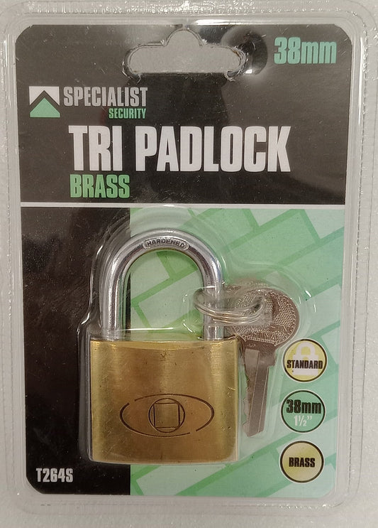 Specialist Security TRI Padlock Brass 38mm
