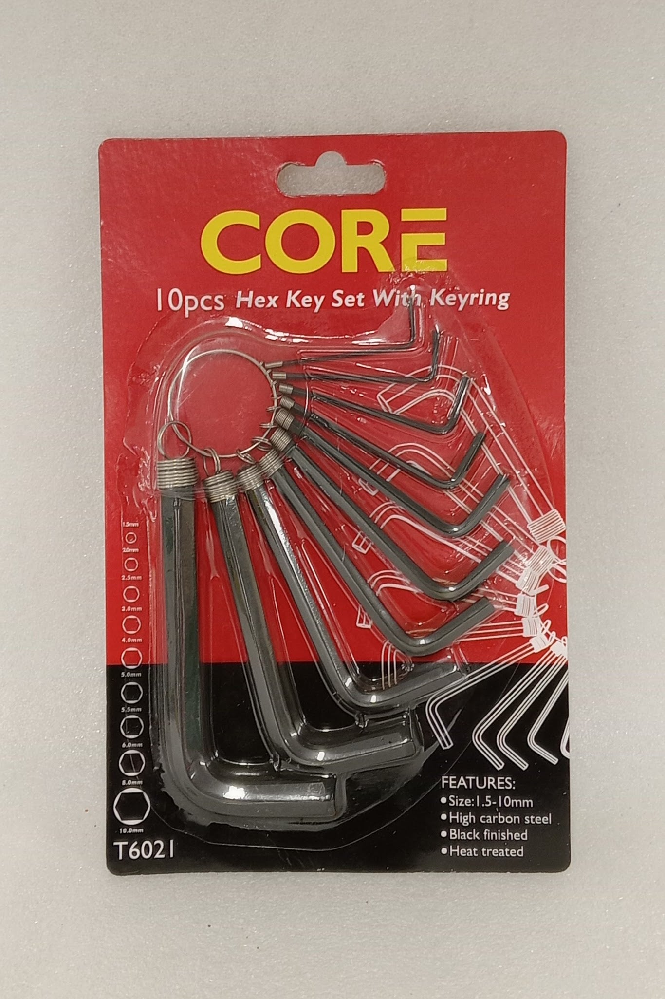 Core 10 Piece Hex Allen Key set