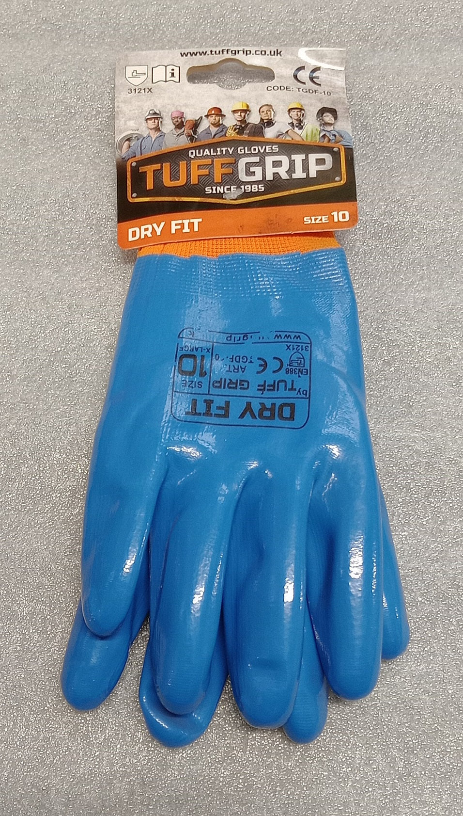 tuffgrip dry fit size 10 blue