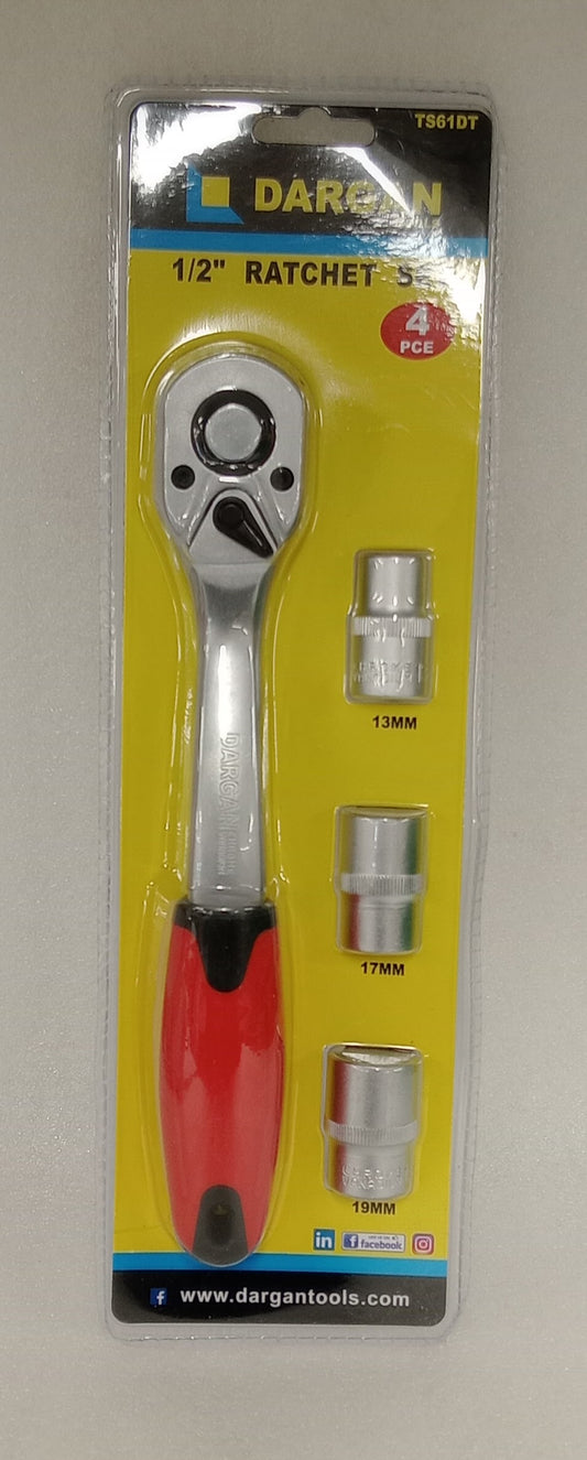 Ratchet And Socket 4 pc Set 13mm-17mm-19mm